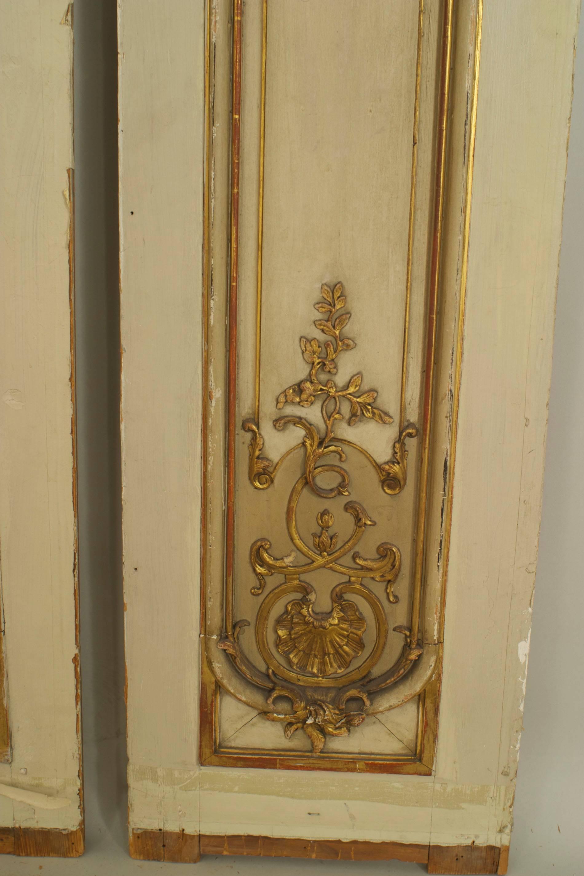 19th Century 6 French Louis XV Style Gold and White Panels For Sale