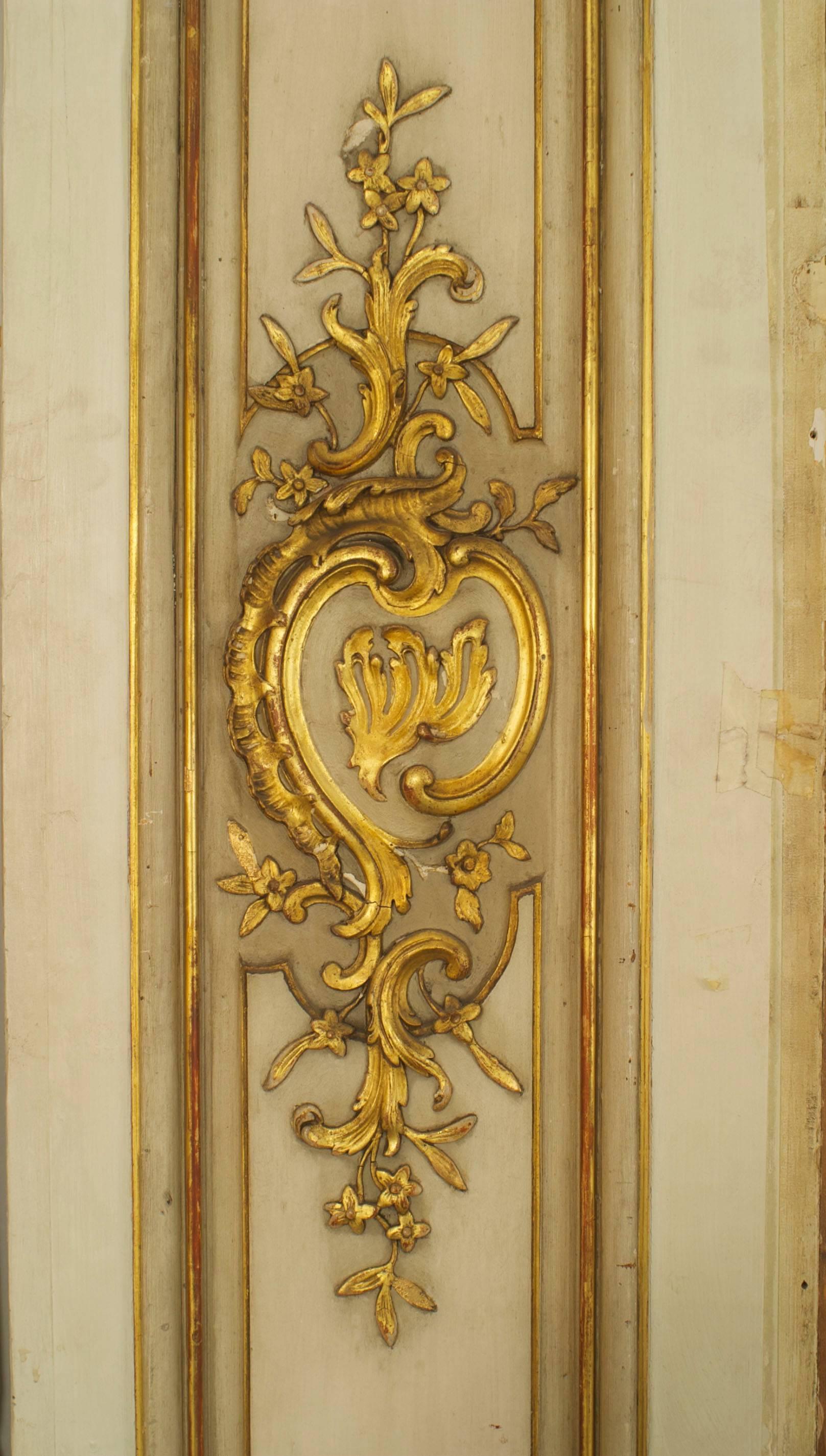 Giltwood 6 French Louis XV Style Gold and White Panels For Sale