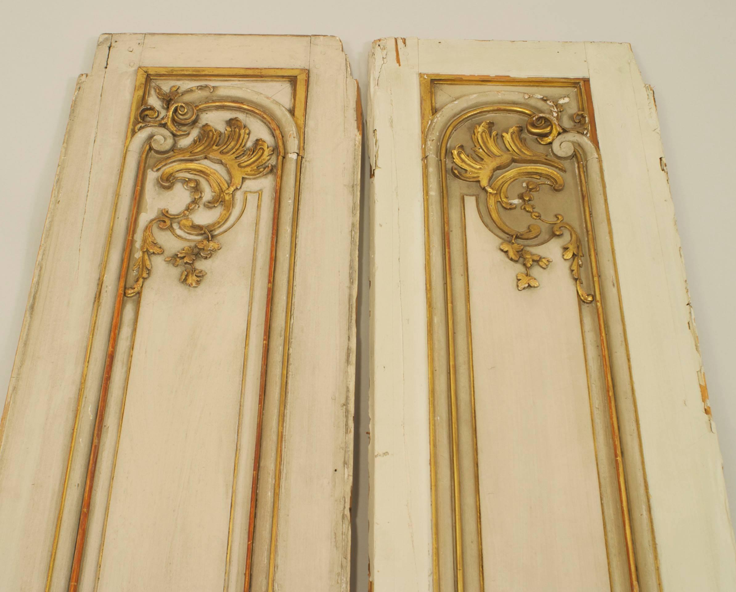 6 French Louis XV Style Gold and White Panels For Sale 1