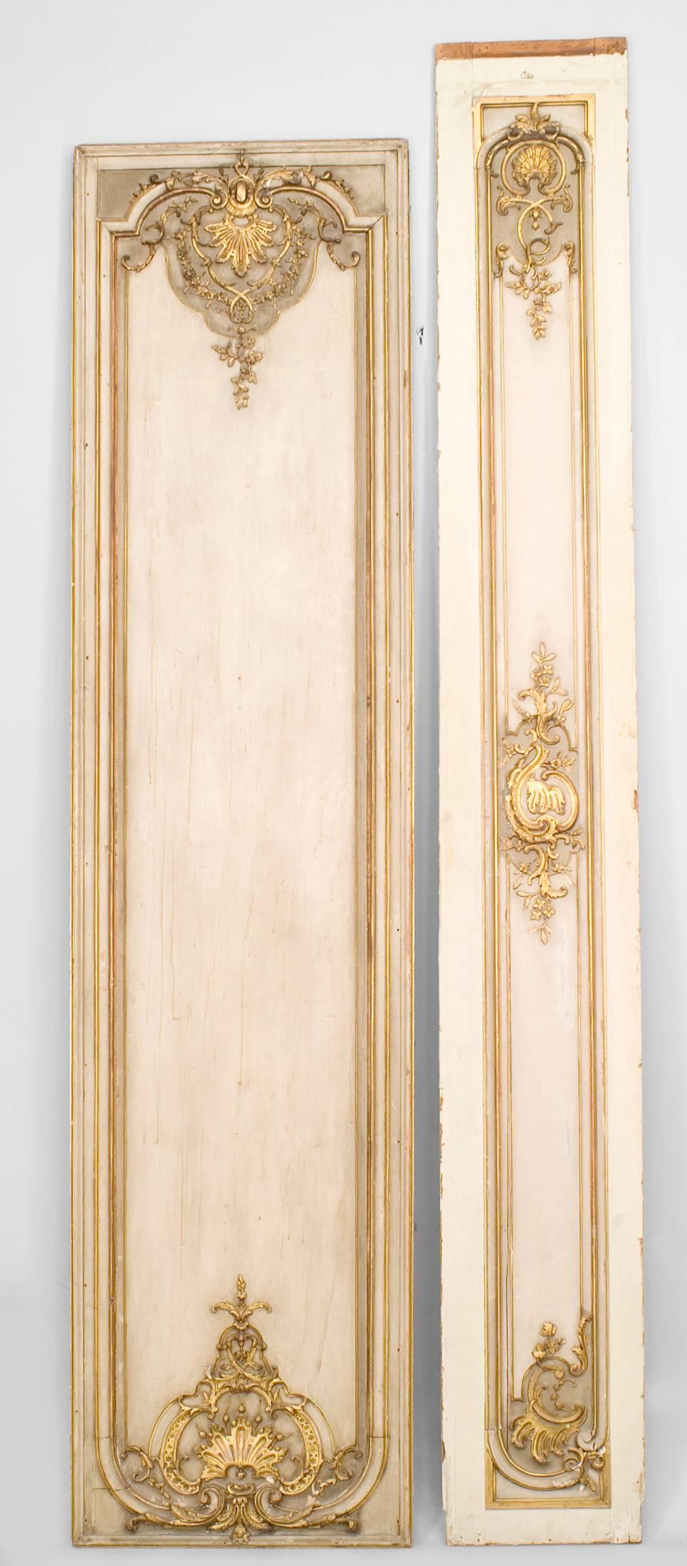 6 französische Gold- und Weißtafeln im Louis-XV-Stil (Vergoldetes Holz) im Angebot