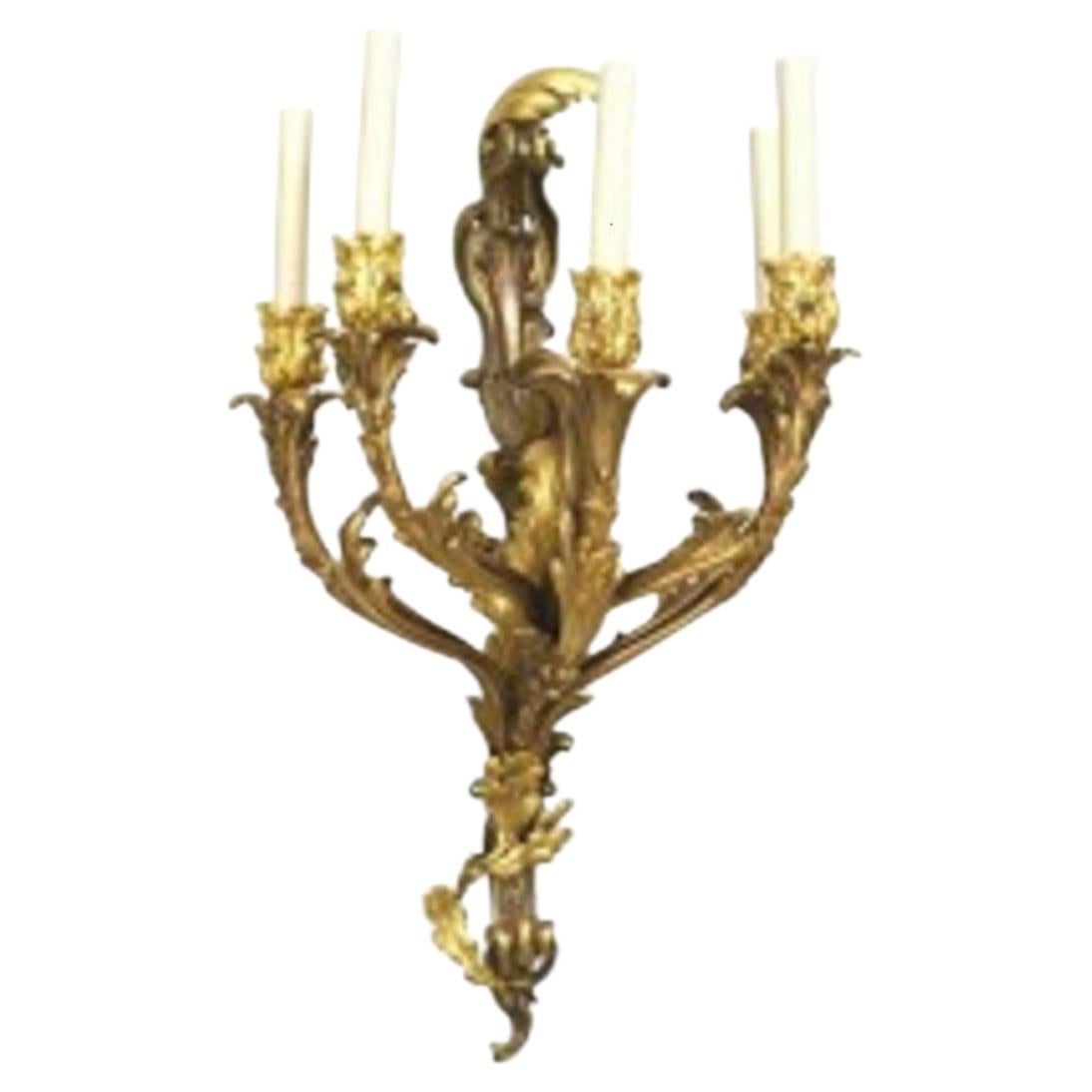 French Louis XV Style Gilt Bronze Wall Sconce