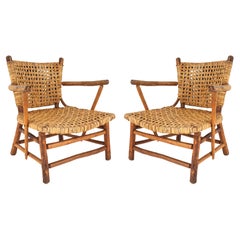 Pair of Old Hickory Woven Armchairs