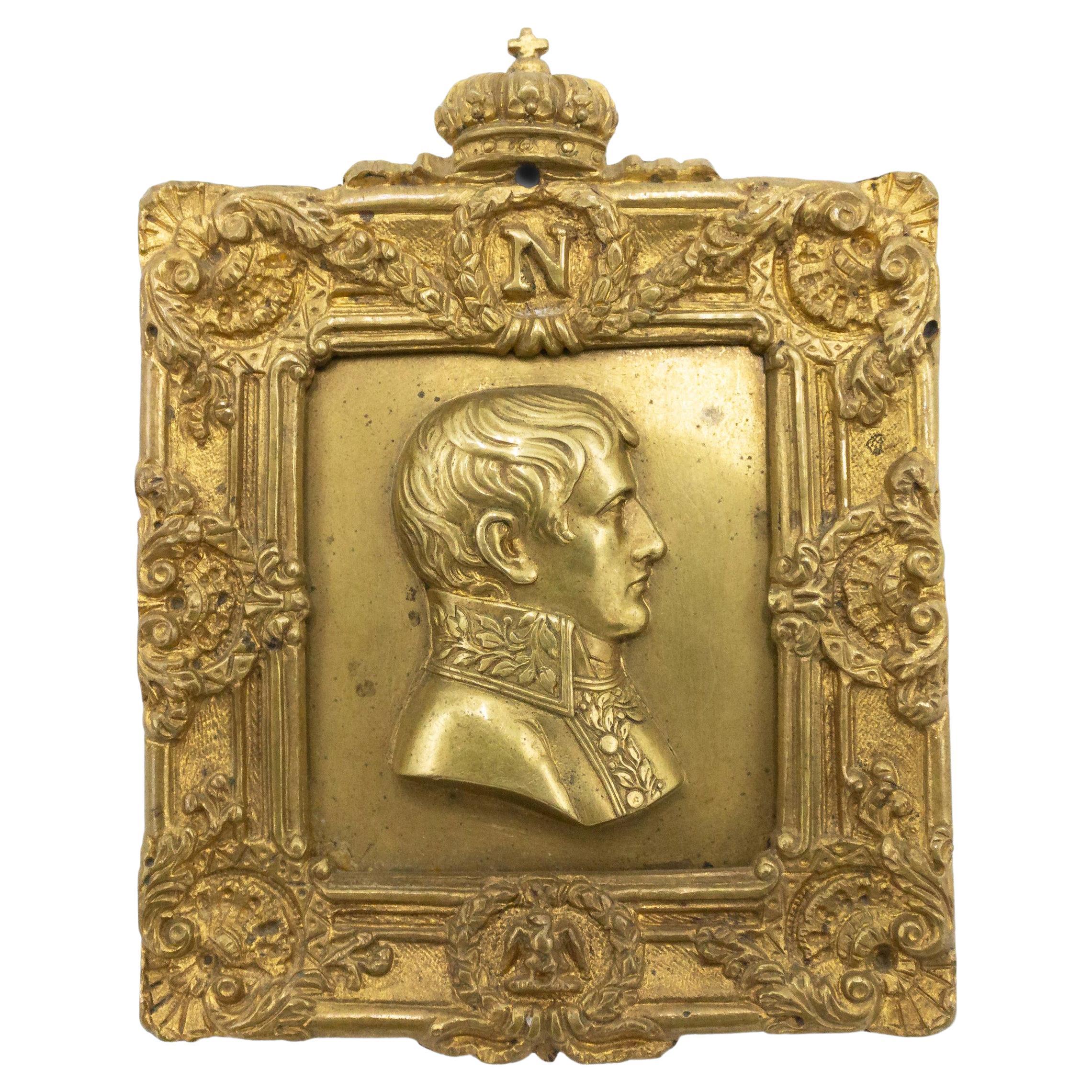 Plaque Napoléon de l'Empire français du 19ème siècle en bronze