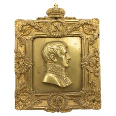 Plaque Napoléon de l'Empire français du 19ème siècle en bronze