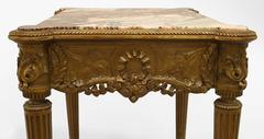 French Louis XVI Gilt Marble End Table