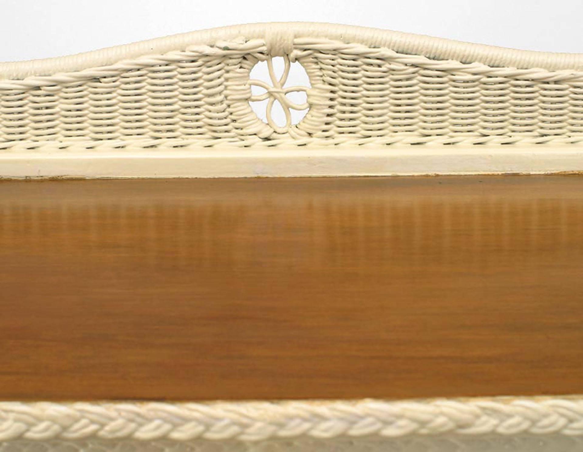 Victorian 19th Century American White-Painted Wicker Sideboard with Woven Backrail