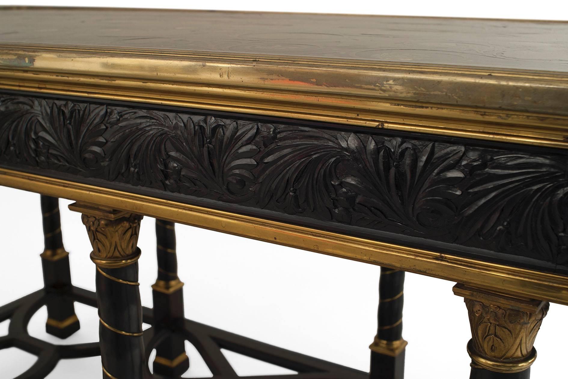 French Victorian Ebony Inlaid Center Table For Sale 1