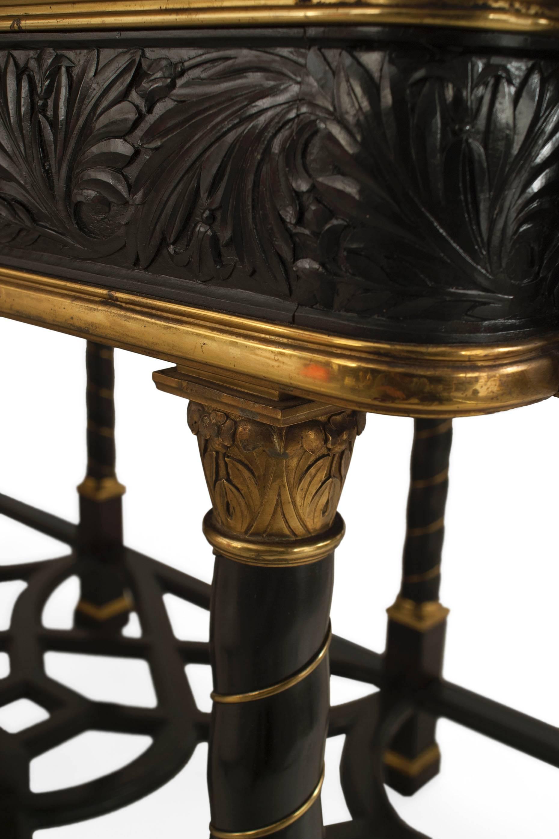 French Victorian Ebony Inlaid Center Table For Sale 2