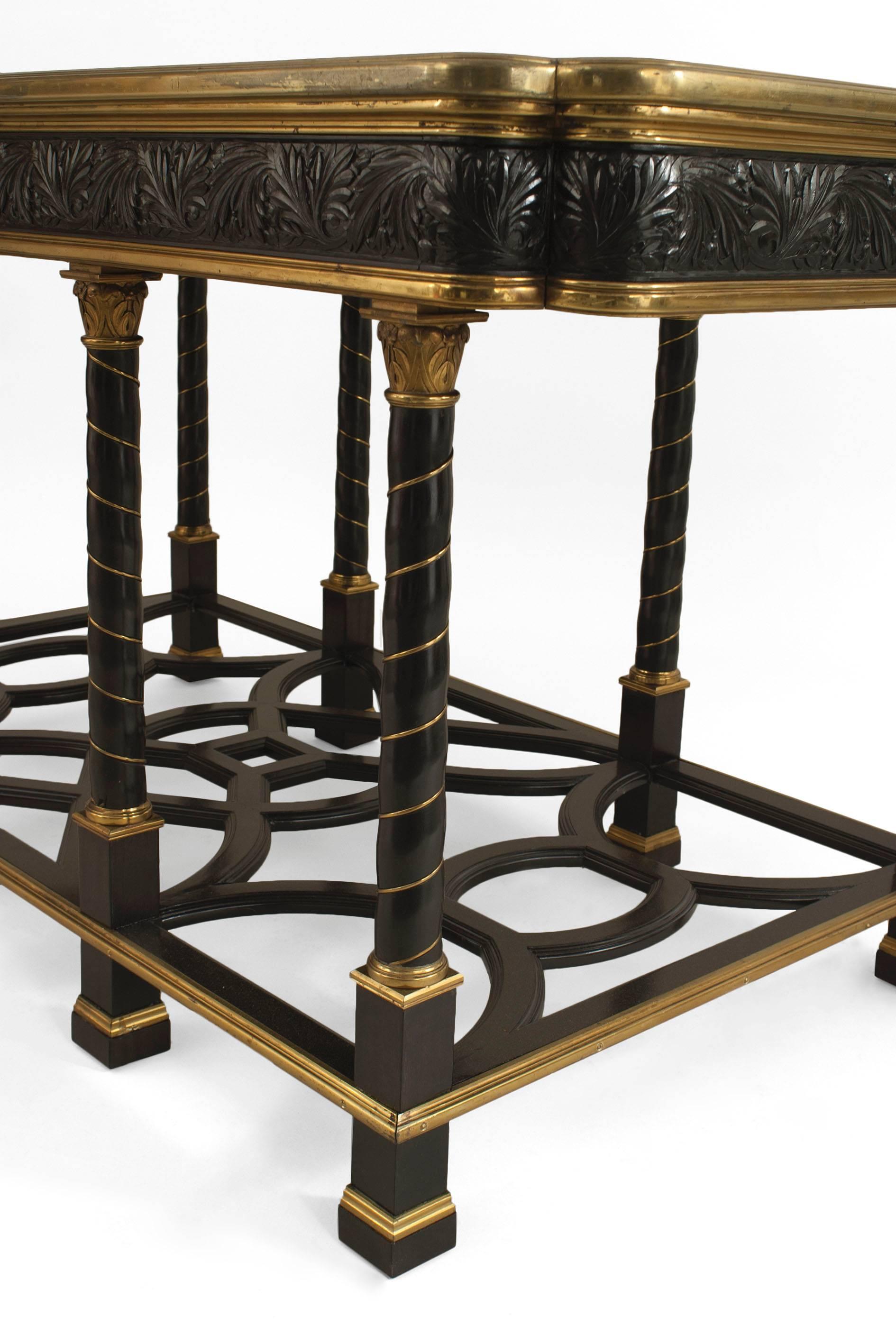 French Victorian Ebony Inlaid Center Table For Sale 4