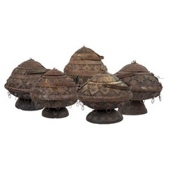 Set 5 19th Century Anglo Indian Covered Canisters