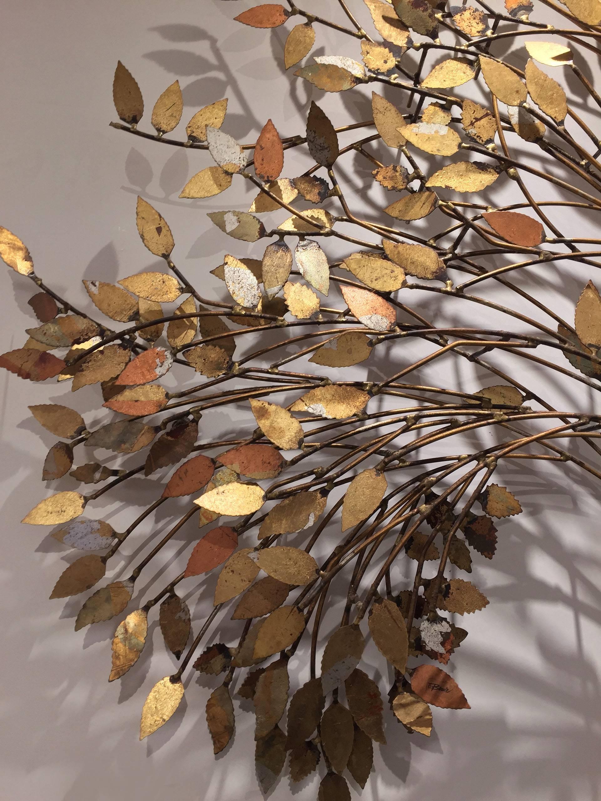 American post-war design gilt metal wall sculpture of the 