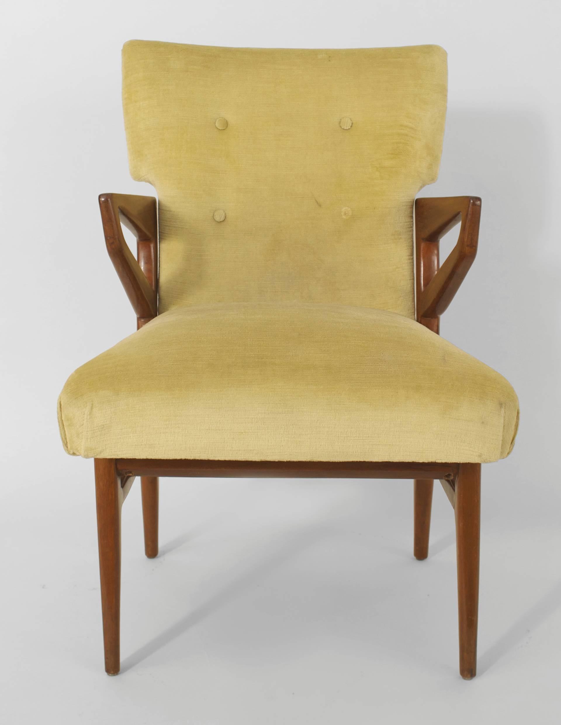 Mid-20th Century Set of Eight Italian 1940s Mahogany Dining Chairs