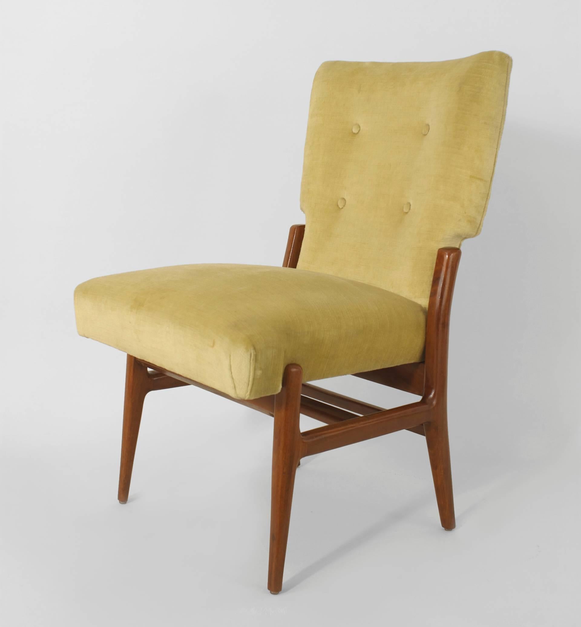 Mid-Century Modern Set of Eight Italian 1940s Mahogany Dining Chairs