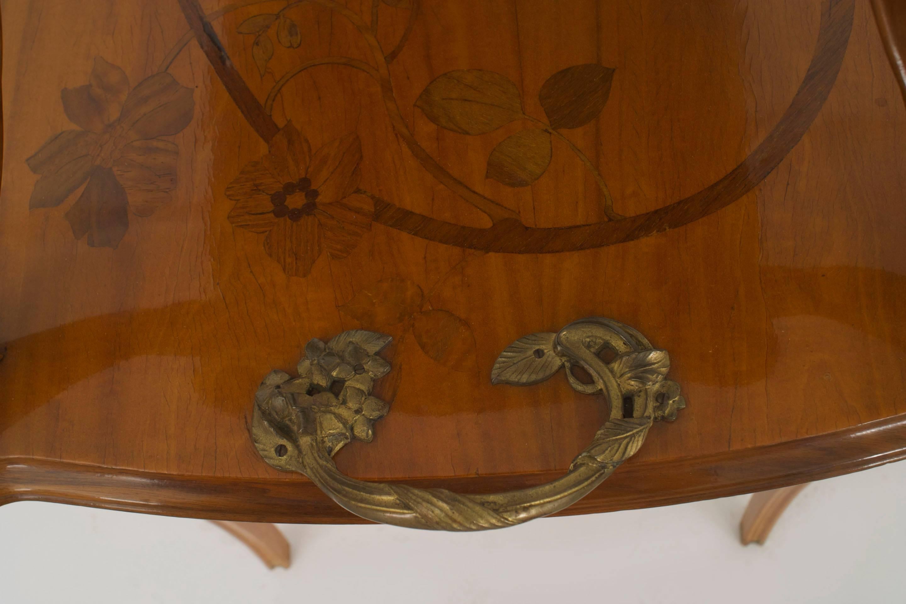 19th Century French Art Nouveau Walnut Rectangular Two-Tier Table by Majorelle