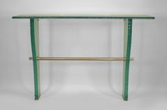 Italian 1940s Glass Console Table with a Molded Edge by Max Ingrand