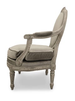 Italian Piedmontese Open Armchairs, Carved Floral Crest, Circa 1785