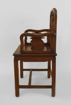 Set of 8 Chinese Rosewood Carved Arm Chairs