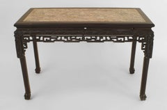 Asian Chinese Rosewood Center Table with Marble Top