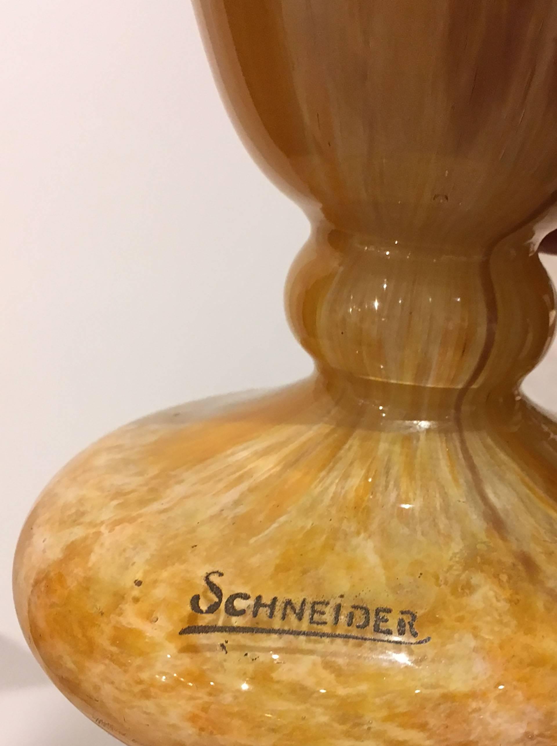 Pair of French Art Nouveau Schneider Blown Glass Vases In Good Condition In New York, NY