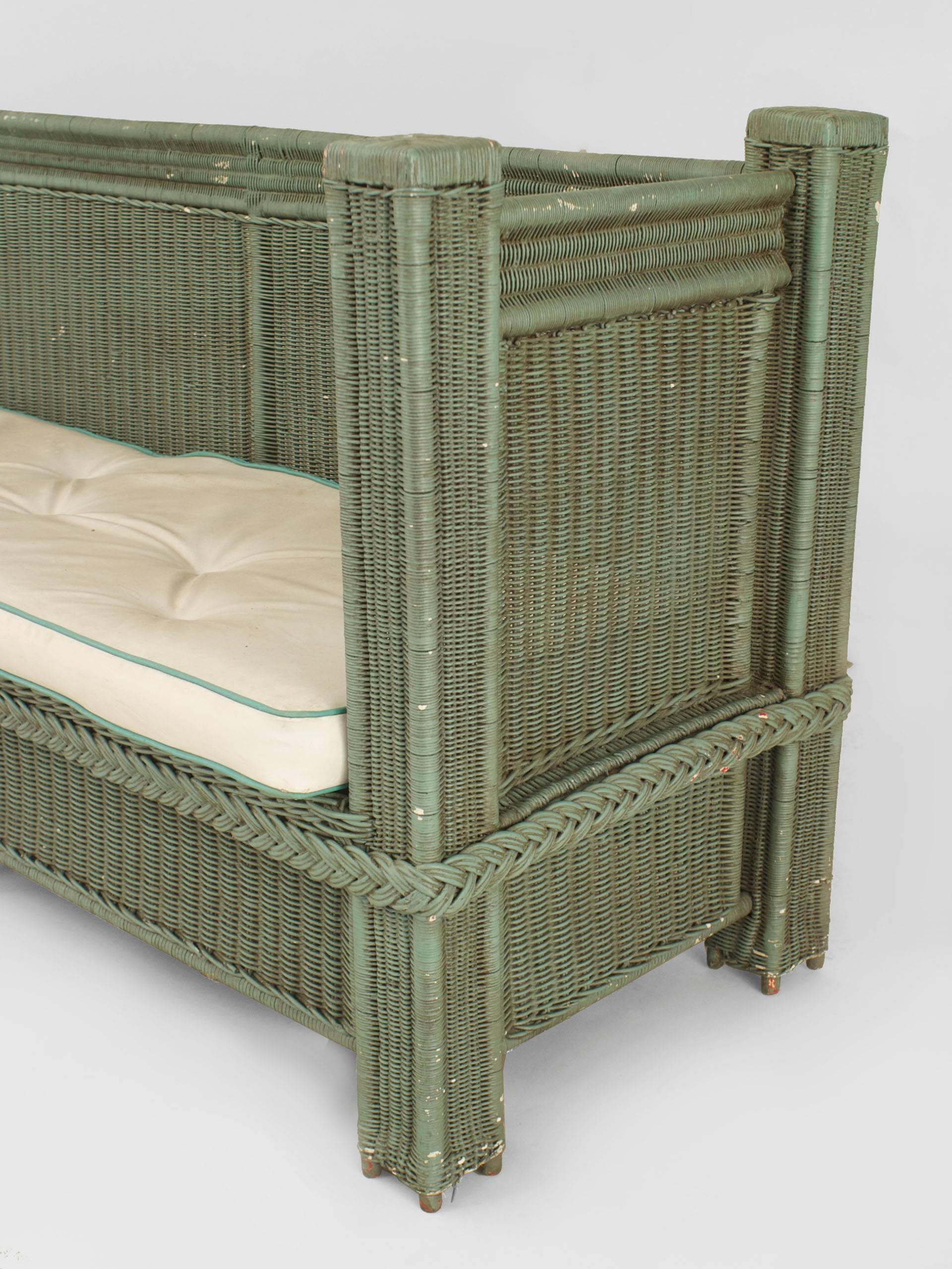 American Green Oversized Painted Settee In Good Condition In New York, NY