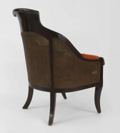 Pair of English Regency Rust Velvet Armchairs