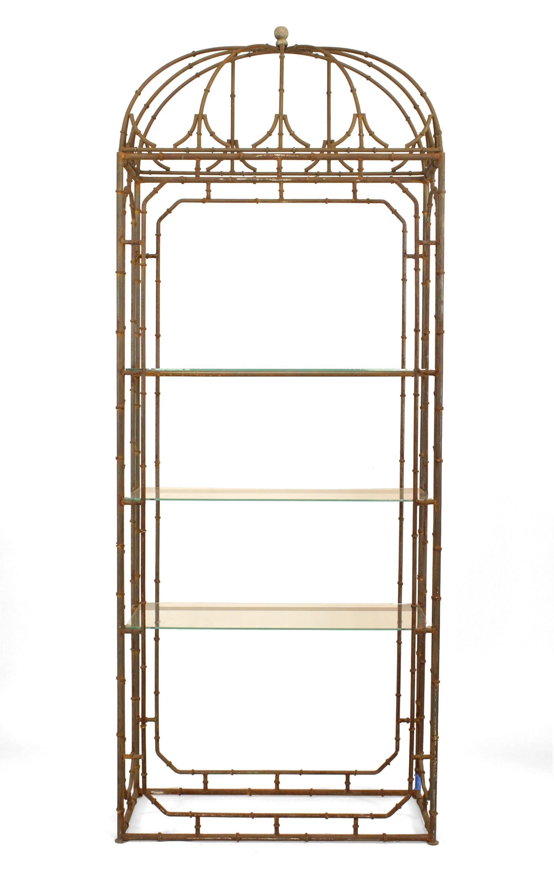 British A Pair of Regency Style Faux Bamboo Etagères