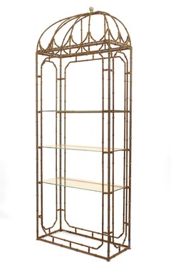 A Pair of Regency Style Faux Bamboo Etagères