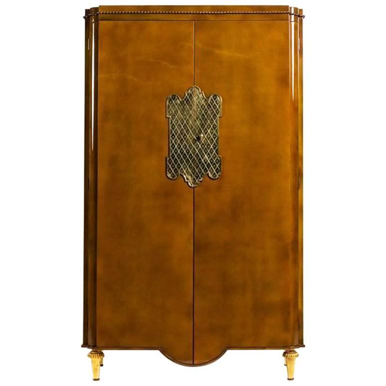 French Mid-Century Lacquered Armoire, by Andre Arbus & Gilbert Poillerat For Sale