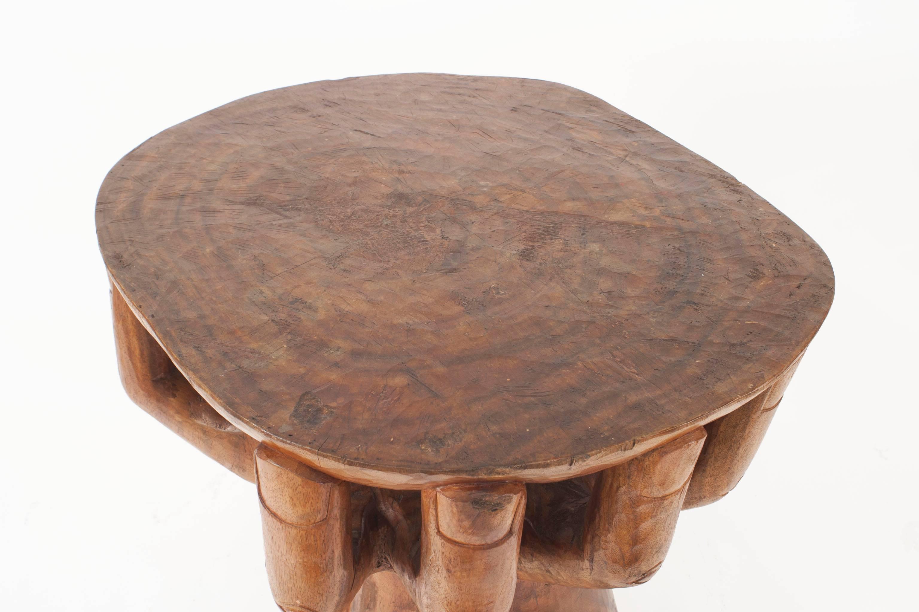 Rustic American Walnut Carved Centre/End Table In Good Condition In New York, NY