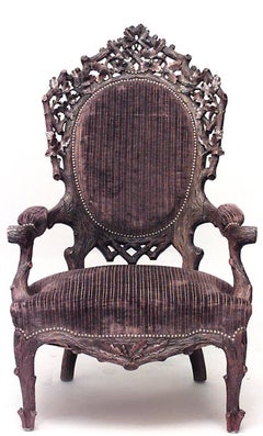 Rustic Black Forest Velvet Arm Chair