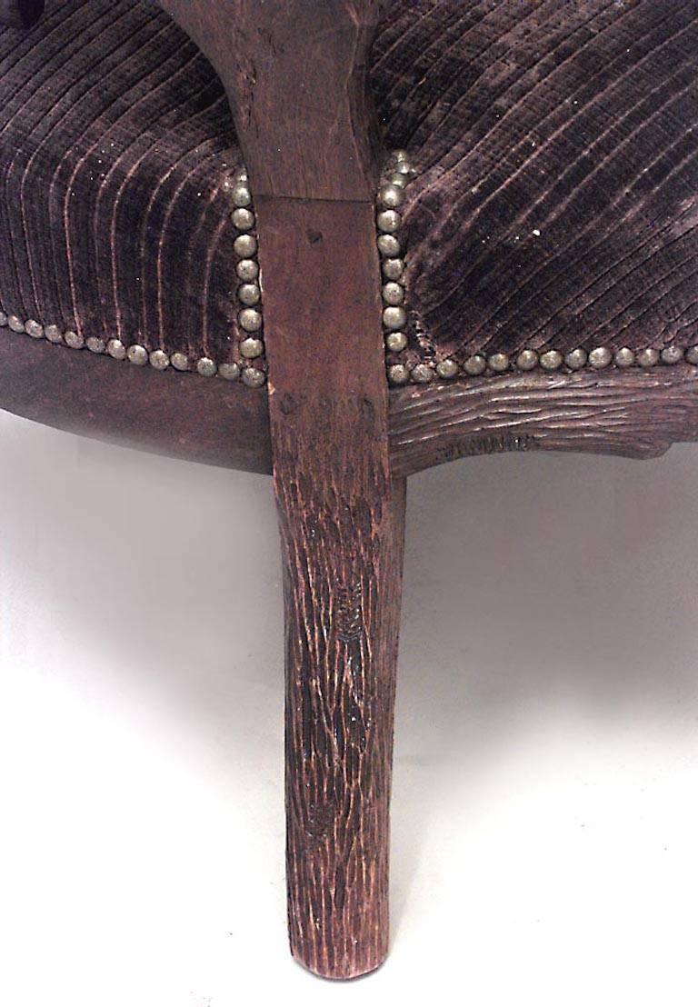 Poltrona rustica in velluto Black Forest in vendita 2