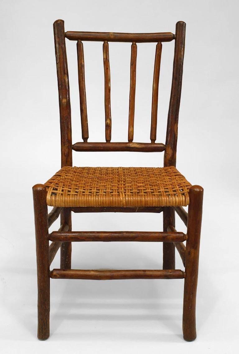 American Set of 6 Rustic Old Hickory Rattan Side Chairs