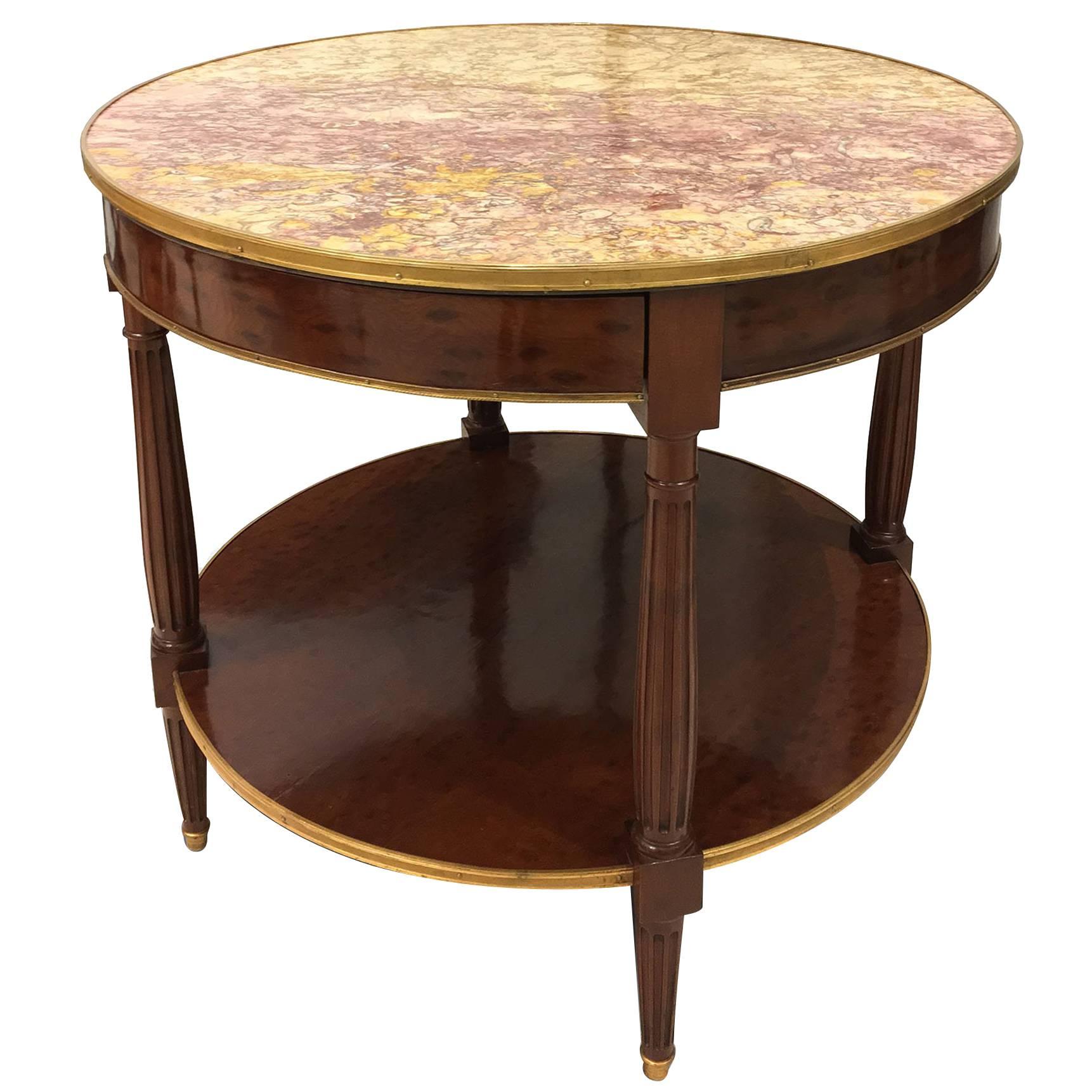 Louis-XVI.-Tisch aus Mahagoni und Marmor