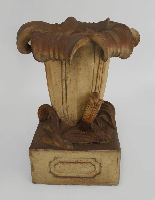 Pair of 19th c. English Terra Cotta Flower Urns For Sale at 1stDibs