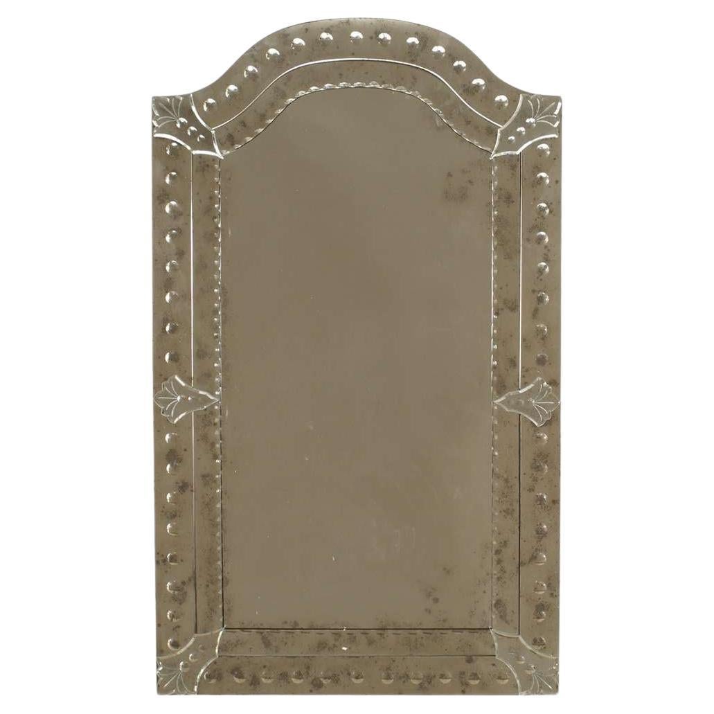 Italian Venetian Murano Dotted Glass Panel Wall Mirror For Sale