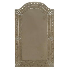 Antique Italian Venetian Murano Dotted Glass Panel Wall Mirror