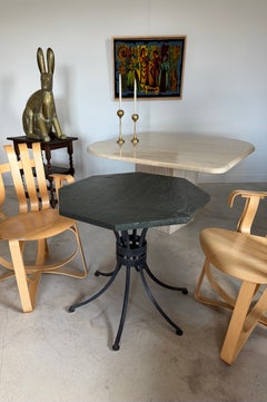 Cleo Baldon-Style Table with Octagonal Slate Top Bohemian Bistro Outdoor Patio