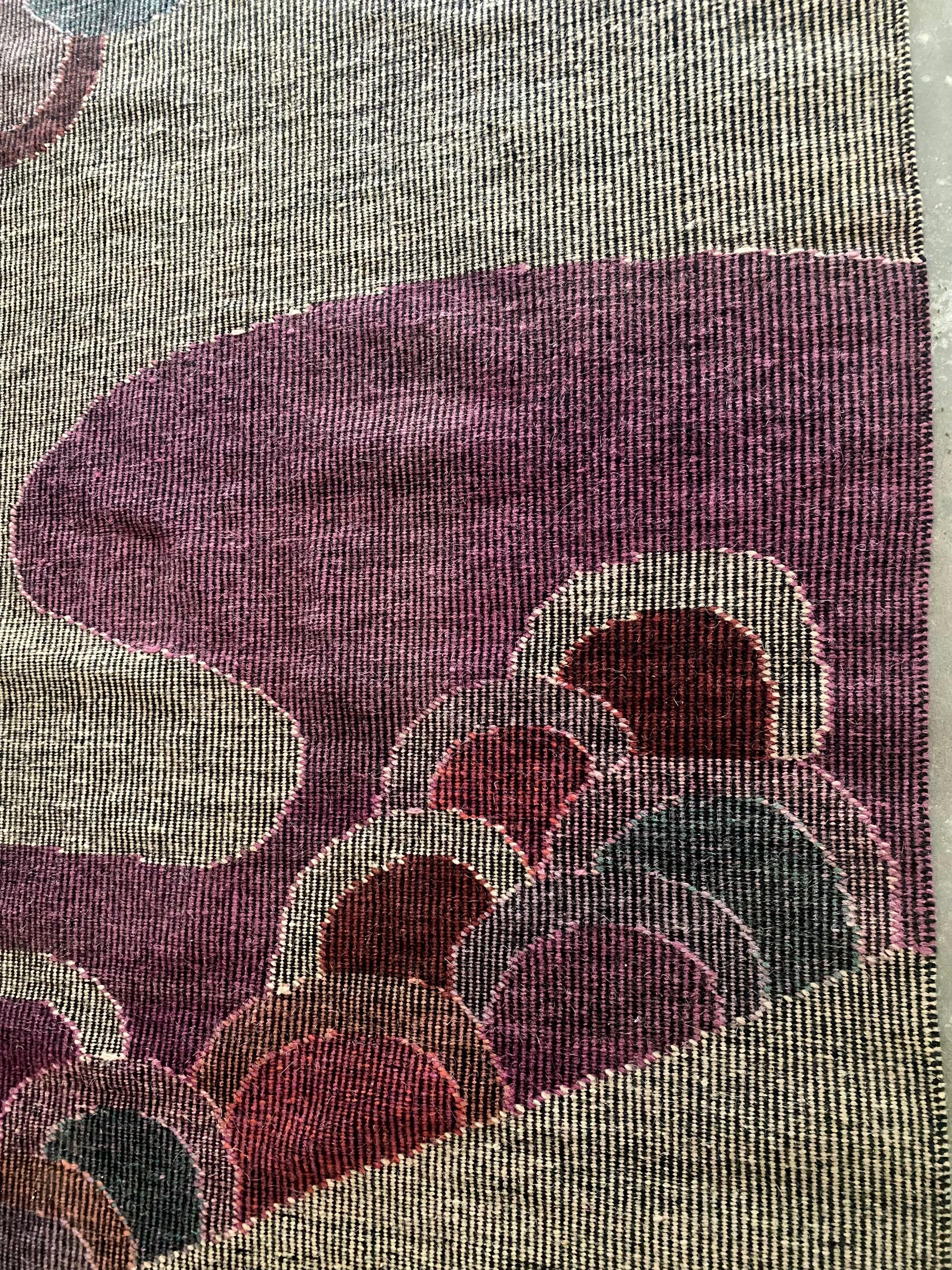Bohemian Handwoven Signed Wool Tapestry For Sale