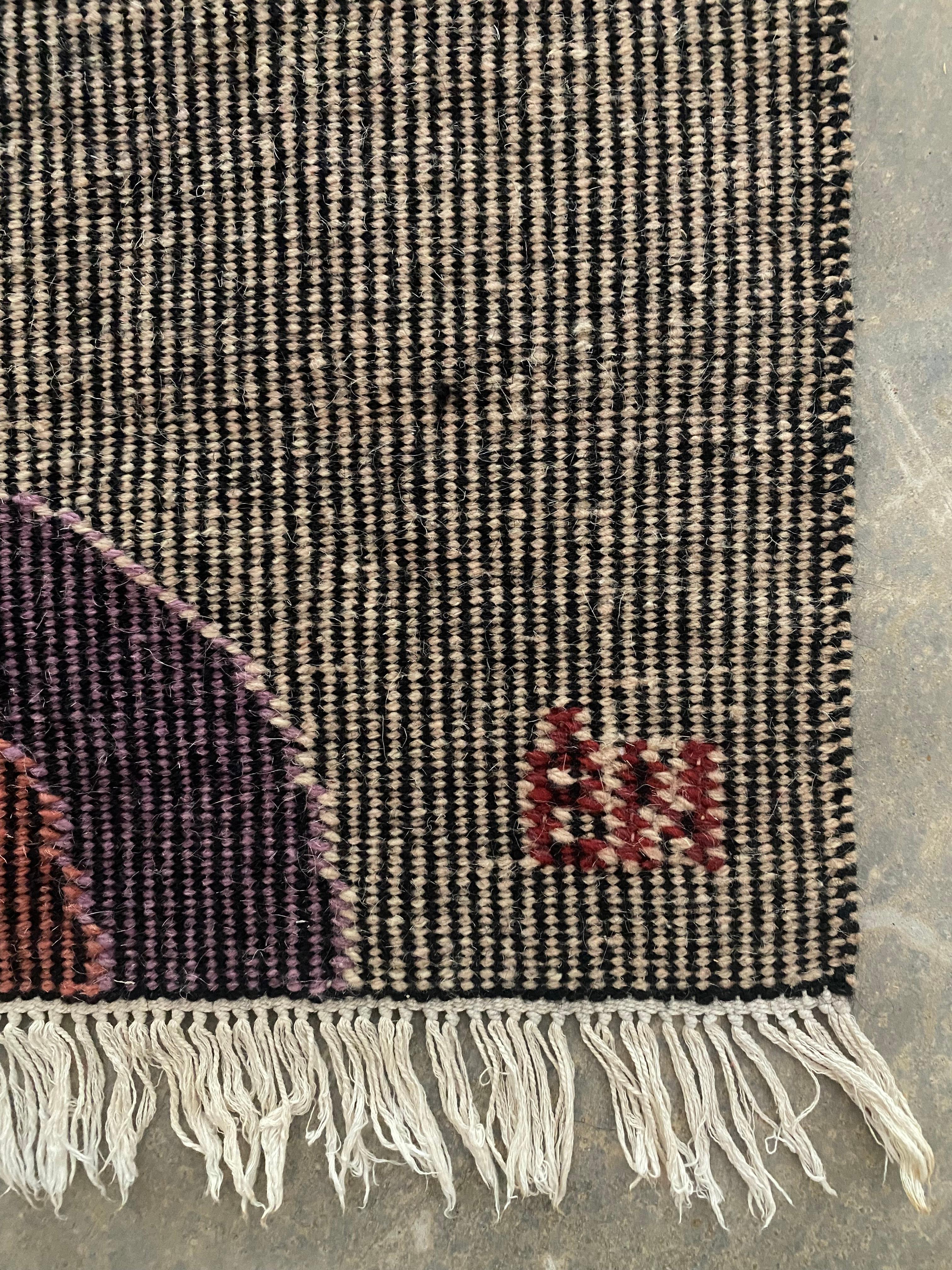 20th Century Handwoven Signed Wool Tapestry For Sale