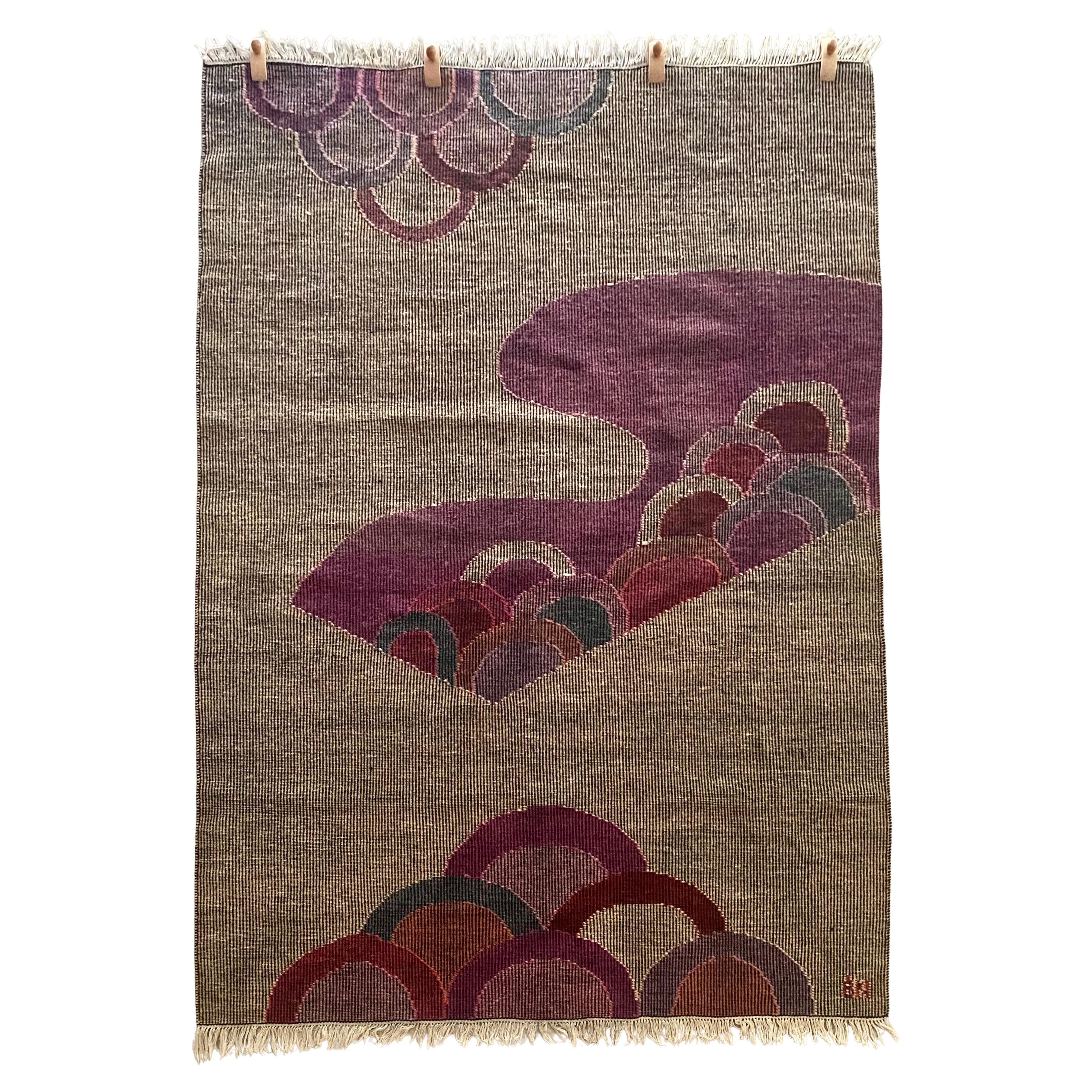 Handwoven Signed Wool Tapestry For Sale