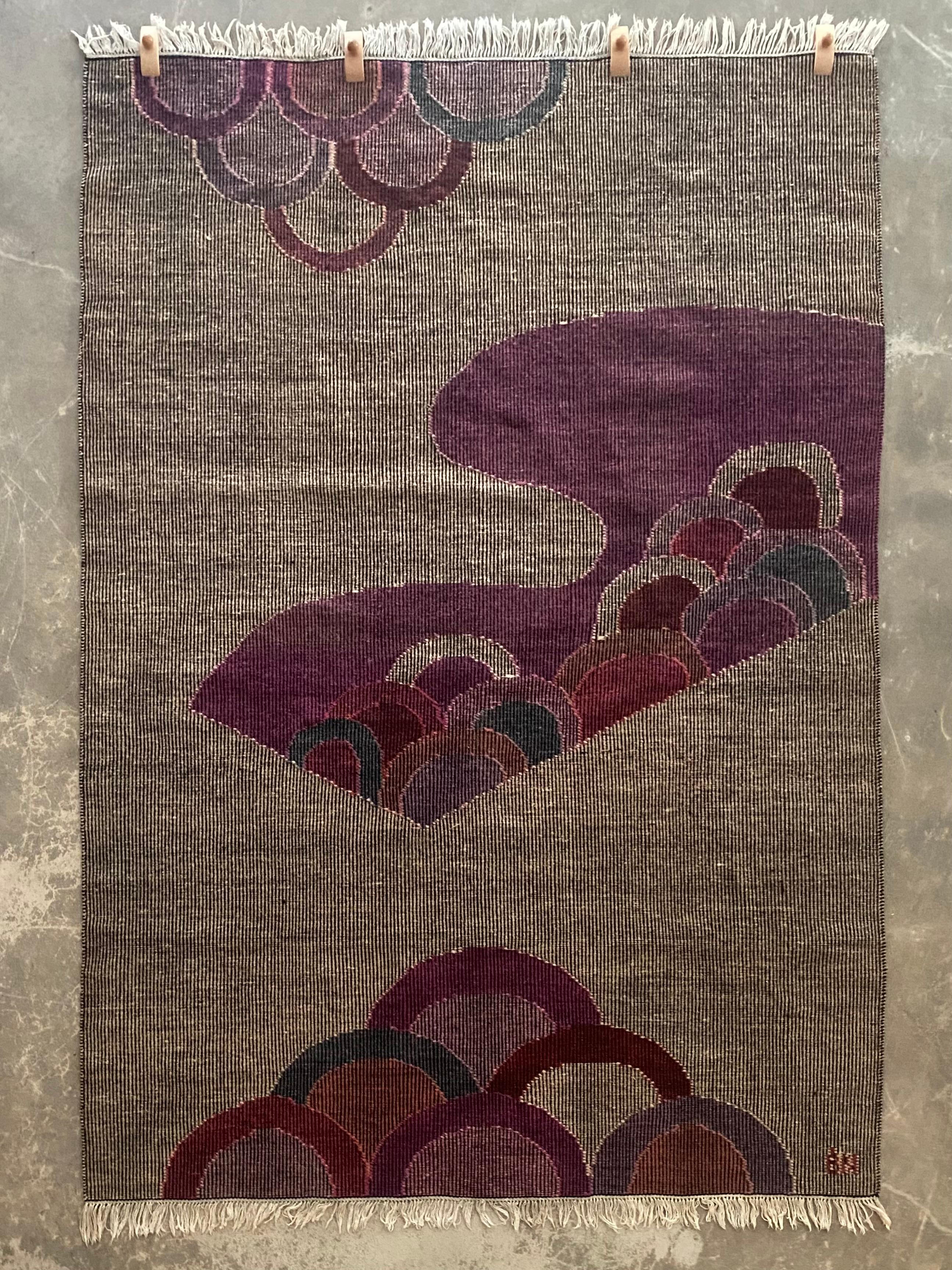 Handwoven Signed Wool Tapestry For Sale 3