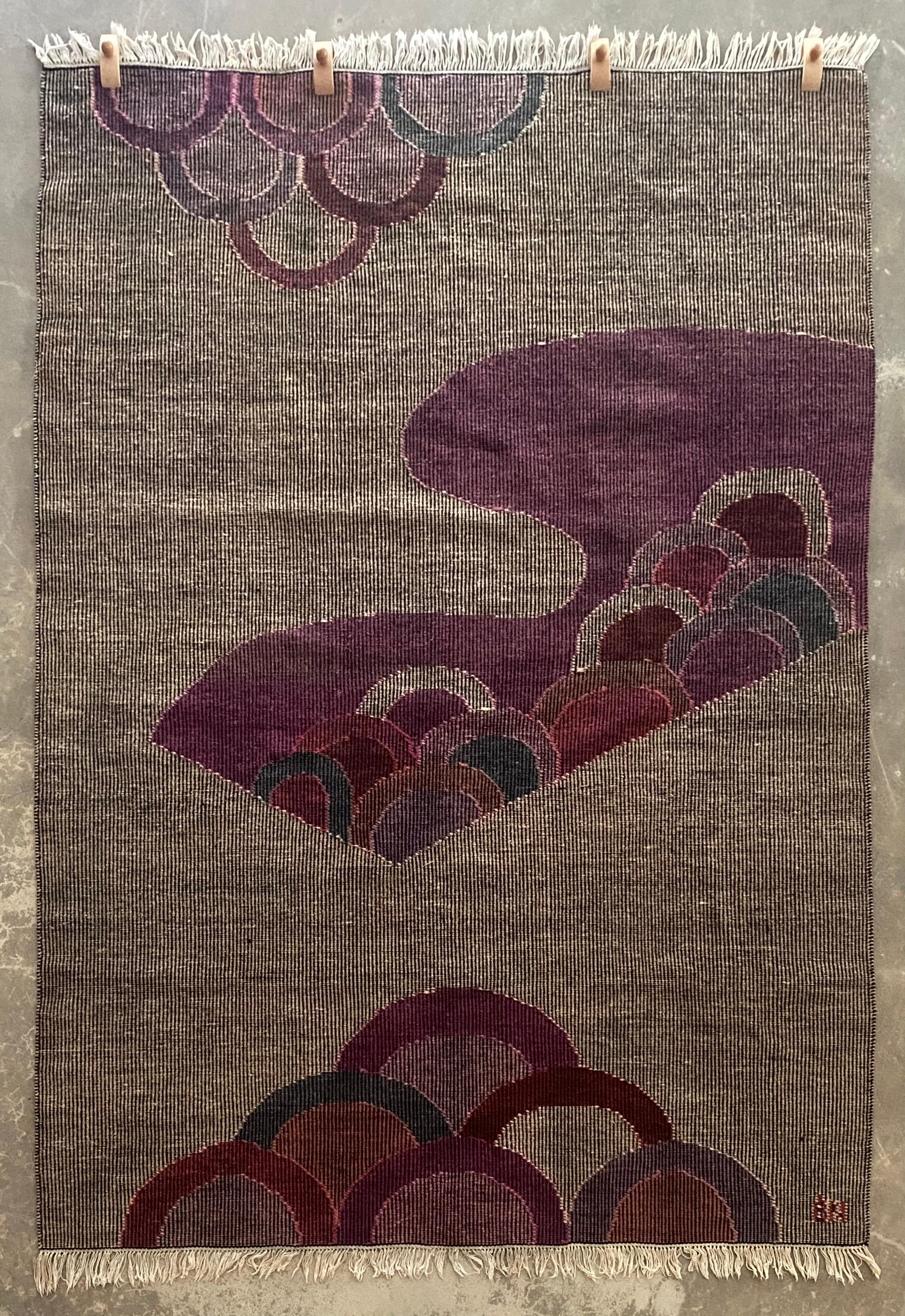 Handwoven Signed Wool Tapestry For Sale 4
