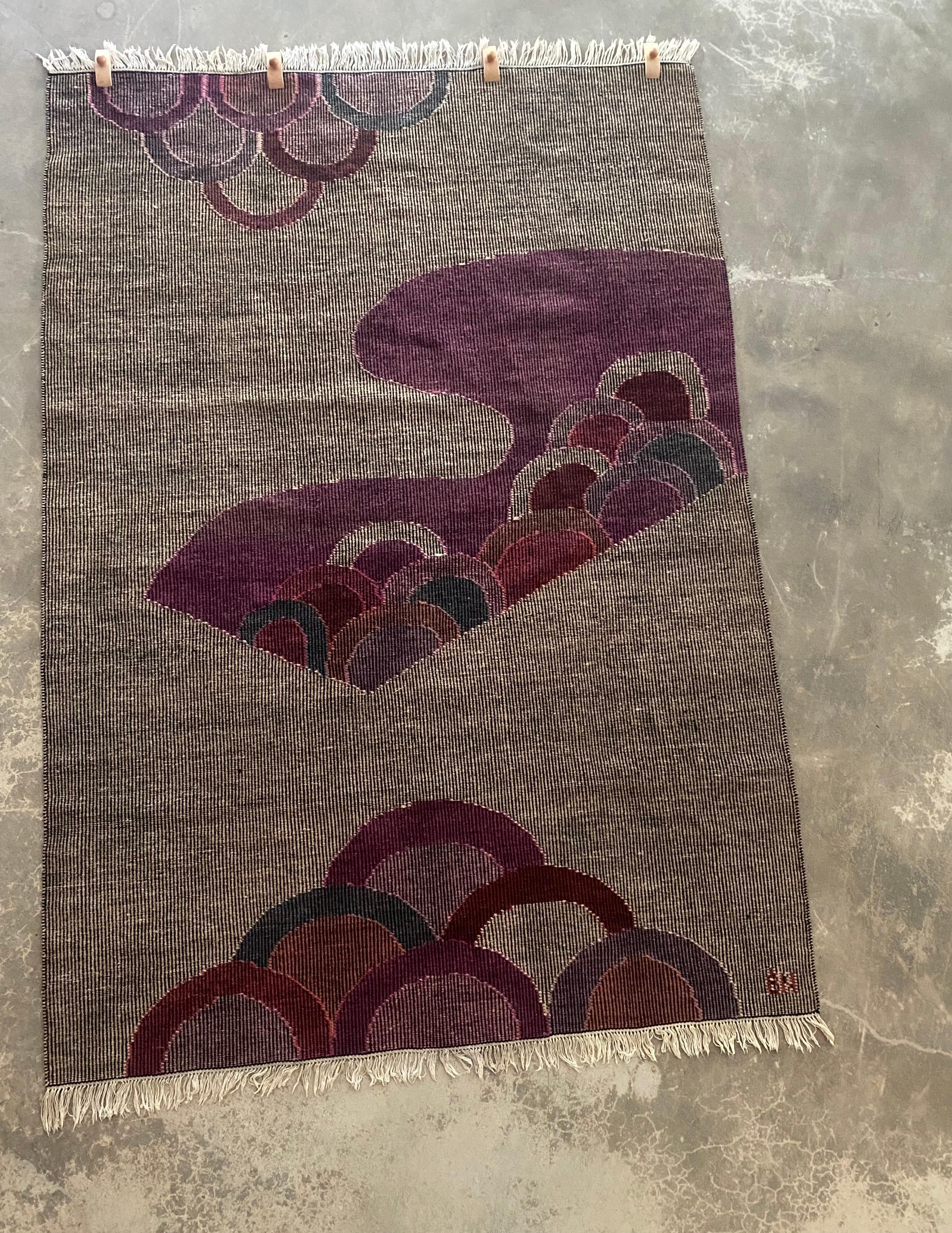 Handwoven Signed Wool Tapestry For Sale 1
