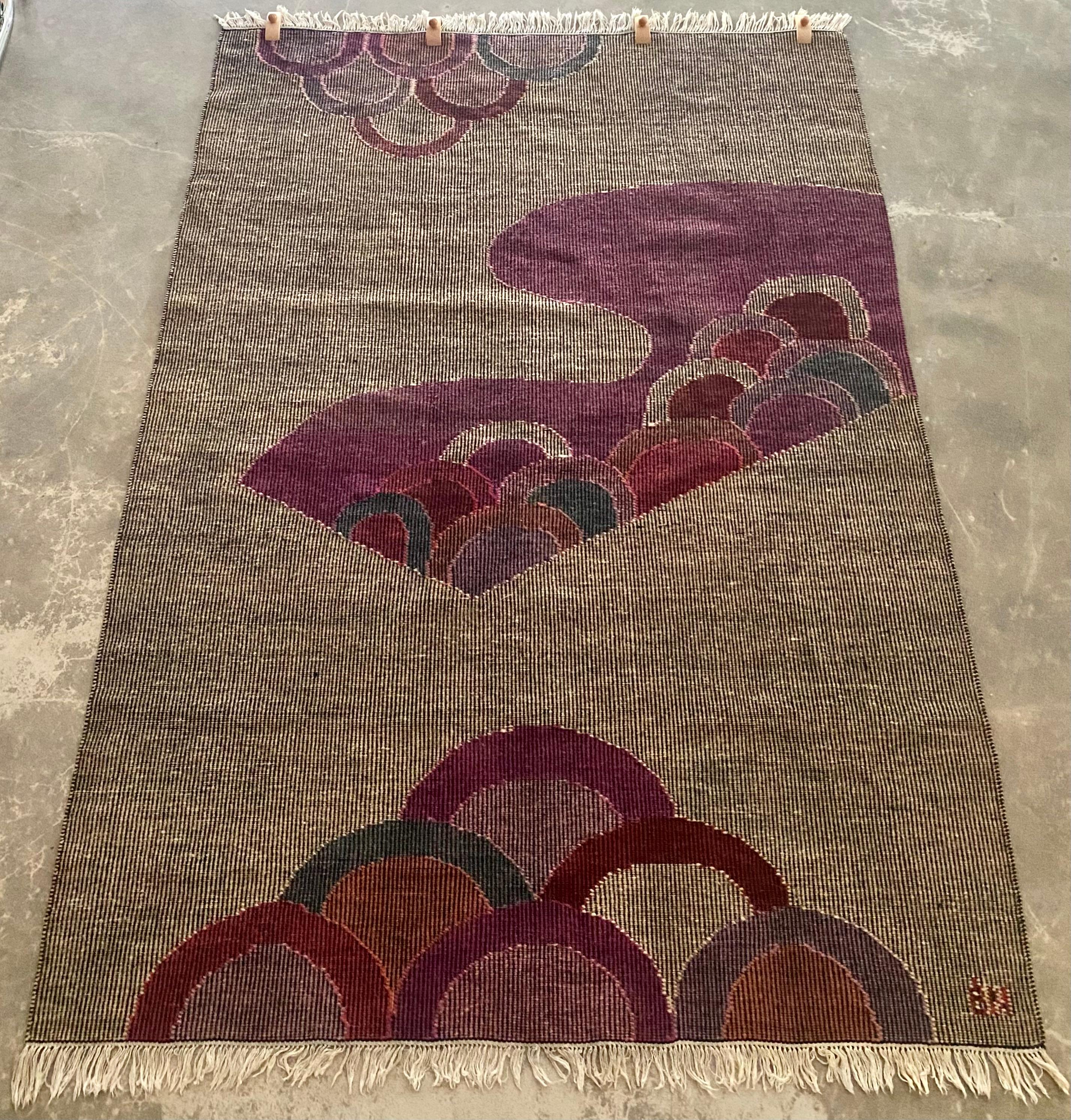 Handwoven Signed Wool Tapestry For Sale 7