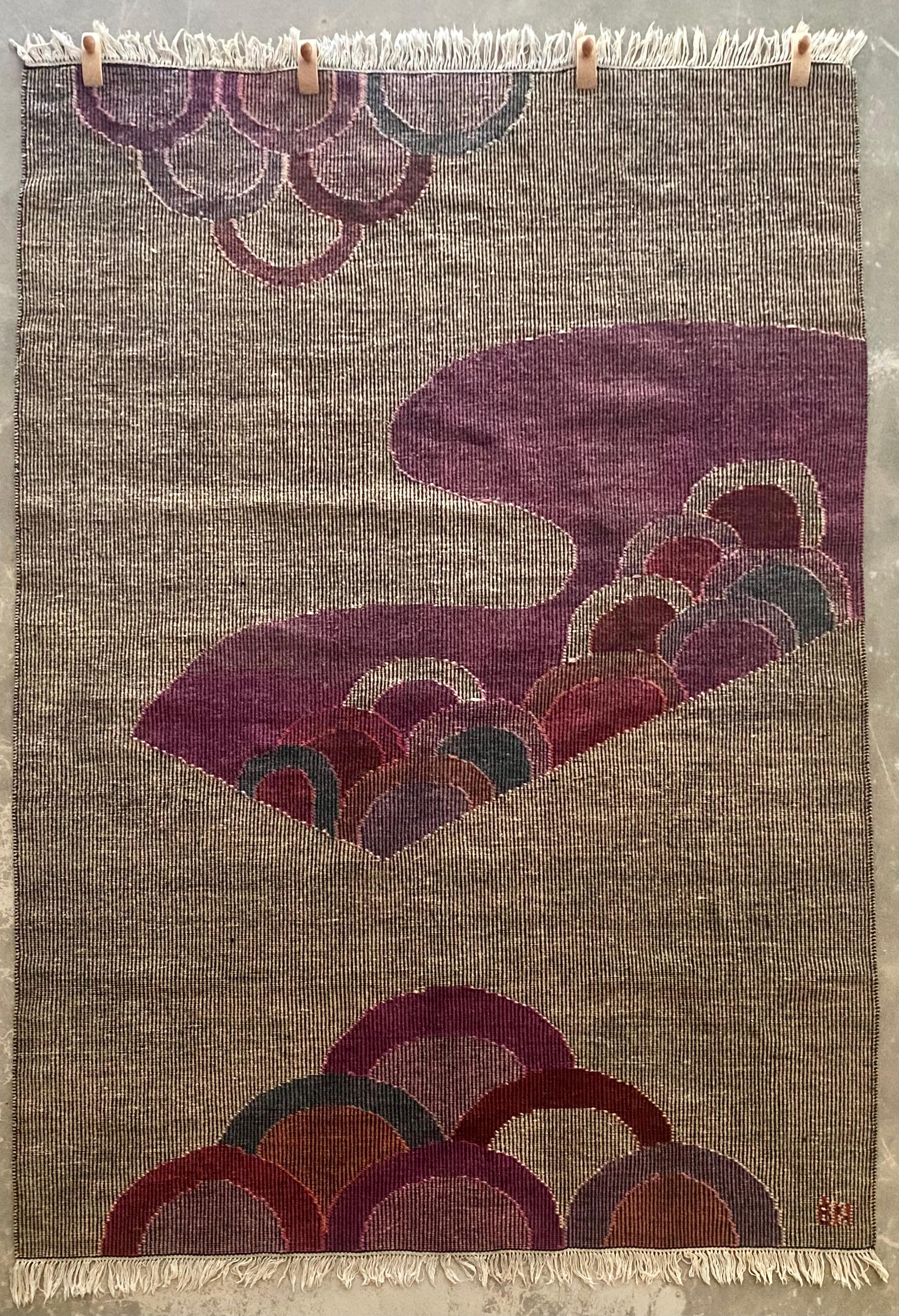 Handwoven Signed Wool Tapestry For Sale 9