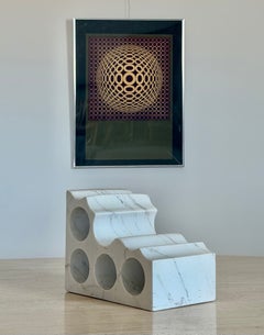 Vasarely Op Art Screenprint Entitled Vega-Tuz Framed in Chrome
