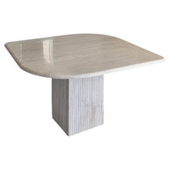 Minimalist Stone Dining Table + Fluted Pedestal Base, 1980s, Italy Postmodern