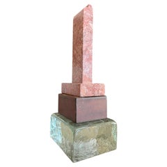 Italian Red Marble Minimalist Sculpture Cast Glass Block (After Ettore Sottsass)