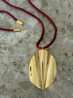 Shiseido Perfume Pendant Gold Tone Necklace Soft Merlot Red Minimalist Japan