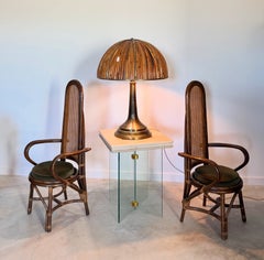 Gabriella Crespi Fungo Lamp Brass Bamboo Two Signatures Monumental Rising Sun